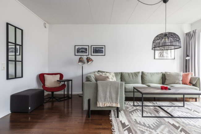 Vardagsrum på övre plan